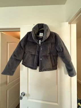 Abercrombie & Fitch Charcoal Faux Fur Puffer Jacket